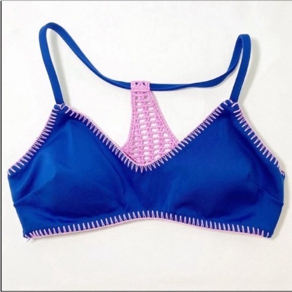 Victoria’s Secret crocheted swim top padded bra Pink & Blue Size XS - Picture 10 of 10